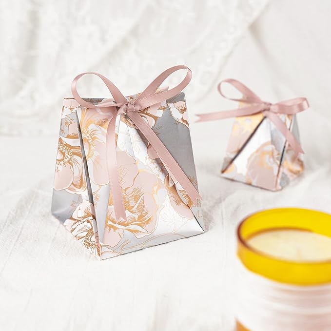 WRAPAHOLIC Reversible Floral Wrapping Paper - Mini Roll - 17 Inch X 33 Feet - Elegant Pink Wedding Wrapping Paper for Birthday, Bridal Shower, Baby Shower