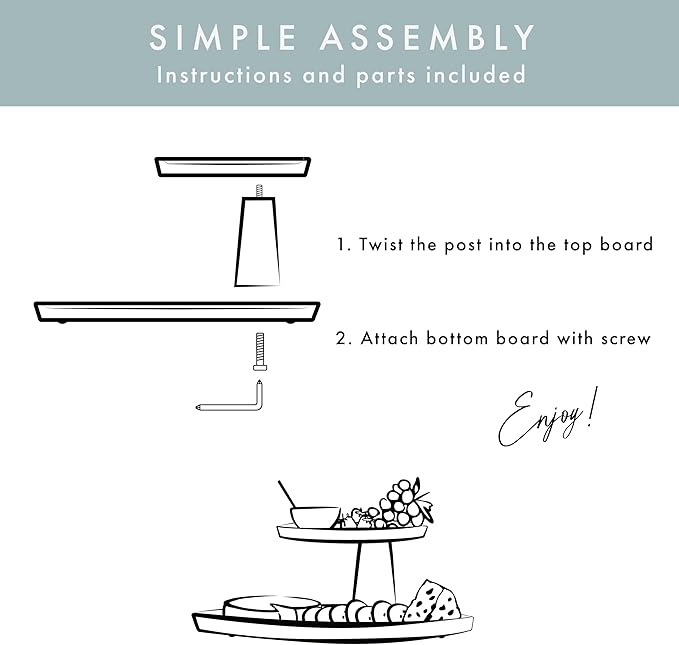 Charcuterie Boards Gift Set - Acacia Two-Tier Serving Tray Cupcake Stand Display with Knife Set and Bowls for Entertaining