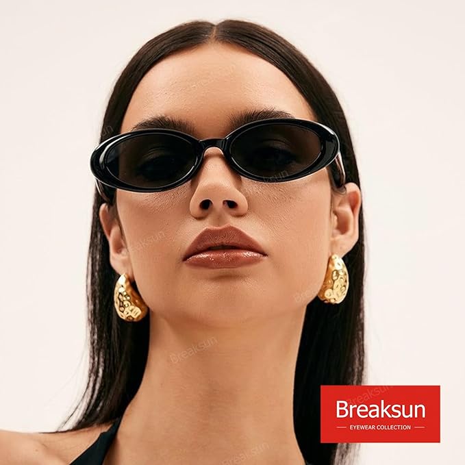 Retro Oval Sunglasses for Women Men Fashion Small Oval Sunglasses 90s Vintage Shades