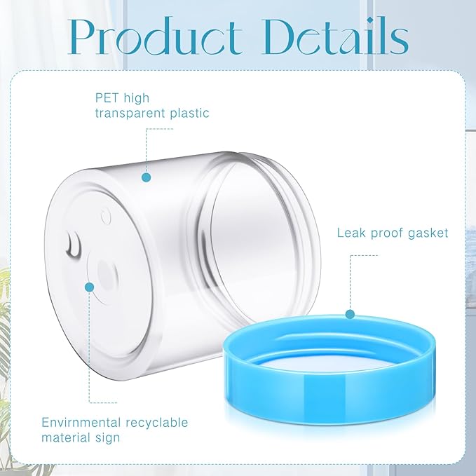 SATINIOR 36 Pieces 4 oz Plastic Jars with Lids Wide Mouth Airtight Reusable Container Acrylic Cosmetic Small Jars for Lotions Ointments Travel Toiletries Creams Make up Storage(Blue)