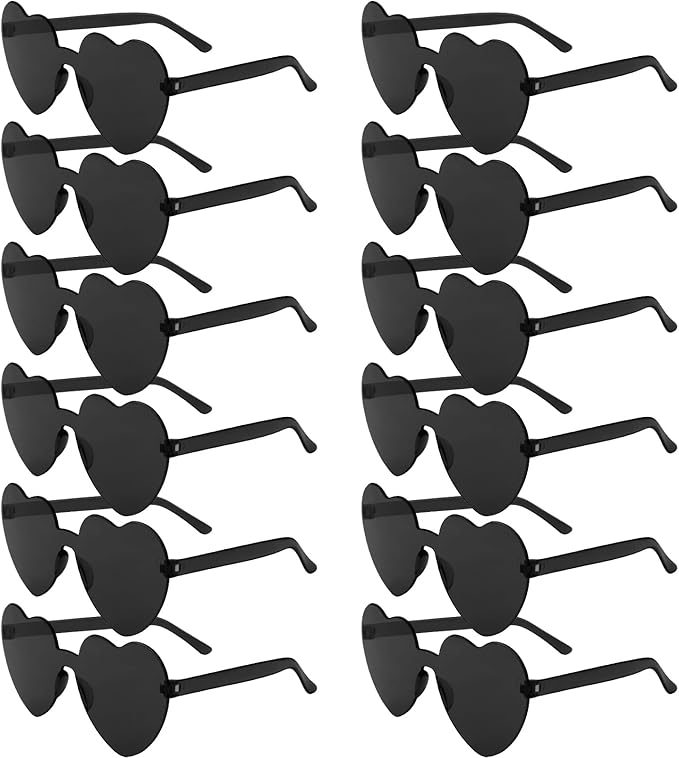 LEFIMOT 12 Pairs Heart Sunglasses for Women Heart Shaped Sunglasses Bulk Colorful Heart Glasses for Party Favor