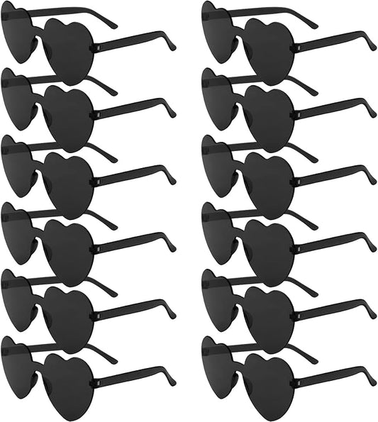 LEFIMOT 12 Pairs Heart Sunglasses for Women Heart Shaped Sunglasses Bulk Colorful Heart Glasses for Party Favor