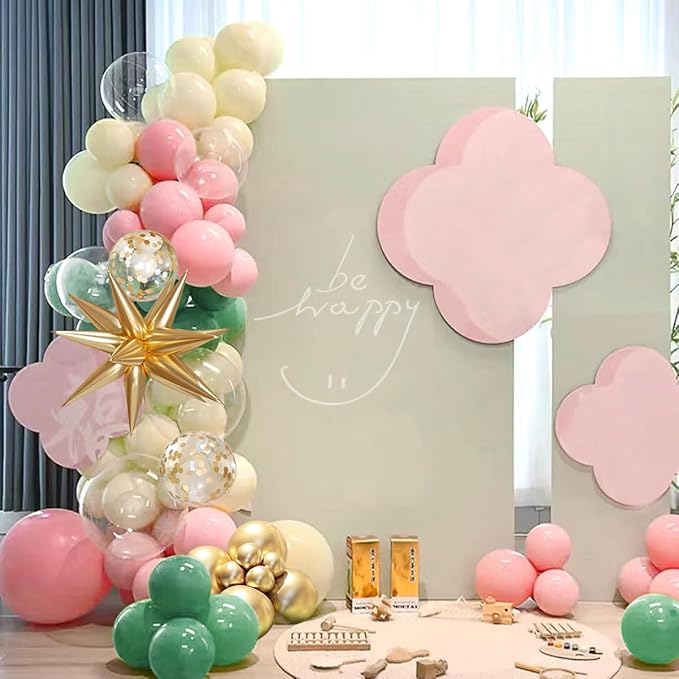 Sage Green Pink and Gold Balloon Arch Kit, 156Pcs Blush Pastel Pink and Green Garland with White Sand Metalic Gold 4D Star Balloons for Boho Girls Woodland Baby Shower Wedding Birthday