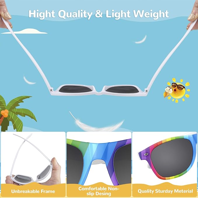 Black Sunglasses Party Favors - 12 Pack Sunglasses Bulk for Wedding Graduation Birthday Pool Beach Party Supplies