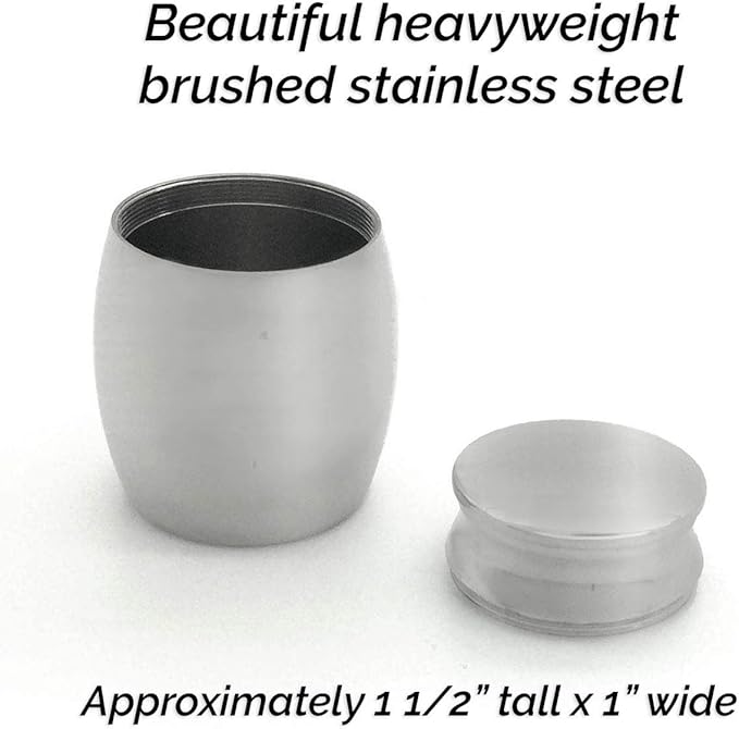 Small Memorial Cremains Vial Urn Keepsake Holder Feather Container Jar Vial Brushed Stainless Steel Cremation Funeral