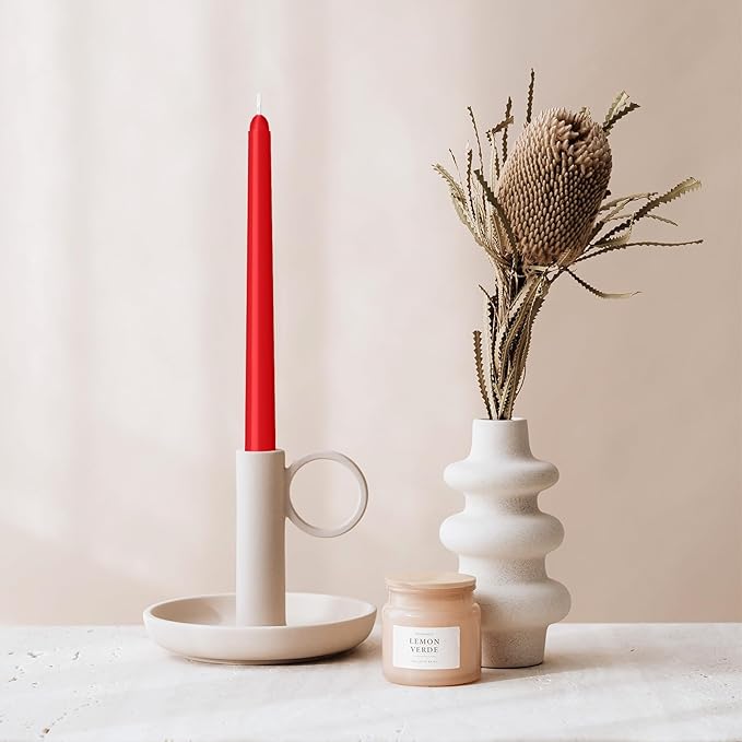 12 Pack Red Taper Candles - Taper Candles 10 Inch Dripless, Smokeless & Unscented - 8 Hours Long Burning - Hand Poured Tall Candlesticks - Ideal for Weddings, Dinner Parties, and Home Decor
