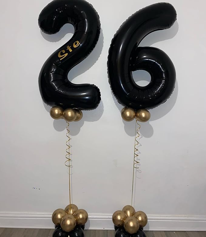 40 Inch Black 60 Number Balloons Giant Jumbo Huge 60 Foil Mylar Helium Number Digital Balloons Black Birthday Mylar Digital Balloons 60 Birthday Party 60th Anniversary Events Party Decorations