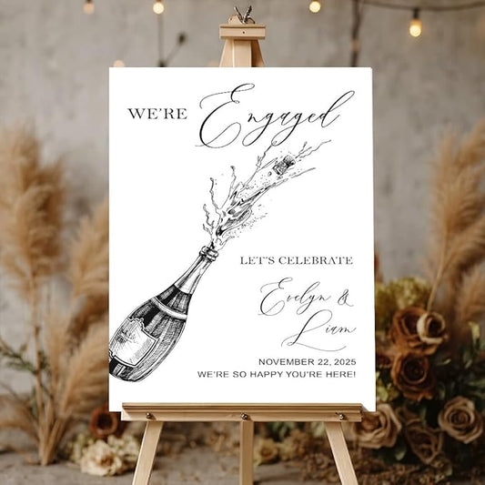 Elegant Engagement Welcome Sign, Champagne Engagement Party Welcome Sign, We're Engaged Decorations, Engaged Signs, Personalized Engagement Party Signs