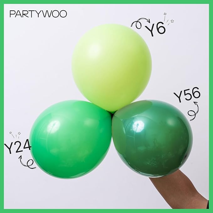 PartyWoo Green Balloons 100pcs 5 Inch Green Latex Helium Balloons for Birthday Baby Shower Graduation Engagement Wedding Dinosaur Jungle Golf Football Baseball Theme Party Decorations Green-Y24