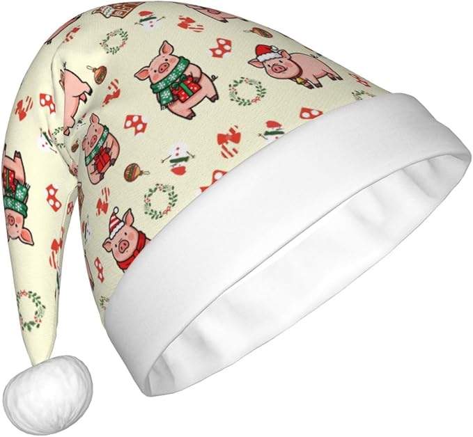 Christmas Santa Hat for Adults,Holiday Unisex Xmas Hat for New Year Party Headwear