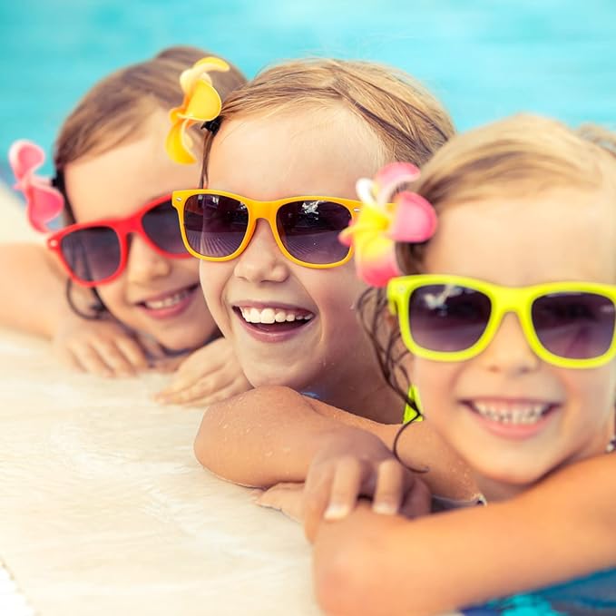 Pibupibu Kids Neon Colors Party Favor Supplies Unisex Sunglasses Pack of 8