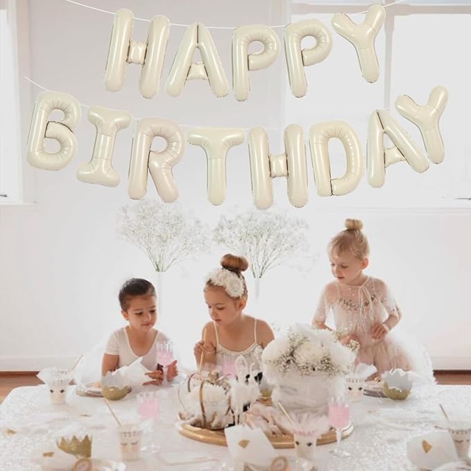 TONIFUL 52 Pieces 16 Inch Cream White Letter A-Z Balloons,Custom Phrase Mylar Foil Alphabet Letter DIY Personalized Phrase Banner for Birthday Anniversary Celebration Graduation Party Supplies Decor