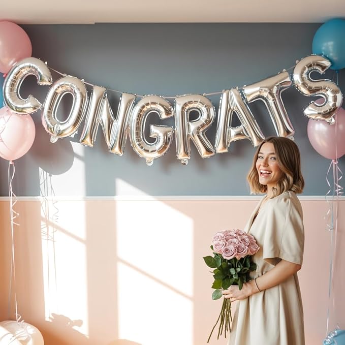 [52pcs] Silver Letter Balloons - 2 Full A-Z Sets For Silver Letter Balloon Banner | Alphabet Ballons | 16 inch Foil Ballon | Customized Name Balloon Letters for a Birthday, Graduation, Wedding