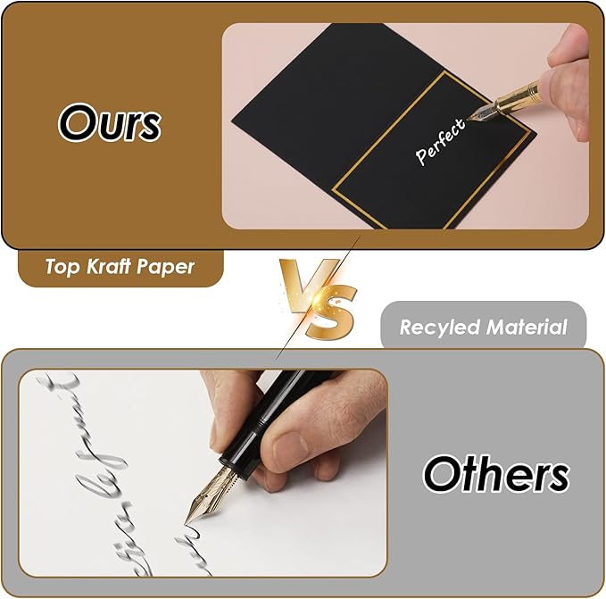 50 Pcs Place Cards for Table Setting, 2×3.34inch Table Tent Cards with Gold Foil Border, Food Labels for Party Buffet, Name Seating Cards for Weddings, Banquets, Events, Dinner Parties(Black)