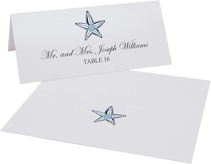 Starfish Place Cards, Set of 25, Pre-cut and Scored - Wedding, Party, Dinner, and Special Events - Made in the USA