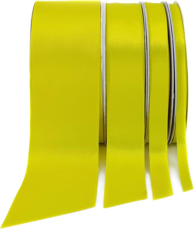 Yellow Satin Ribbon, 1 inch x 50 Yards, Double Face Solid Color, Thick and Durable Ribbon Roll, 100% Polyester for Gift Wrapping, Crafts, Hair and Decorations