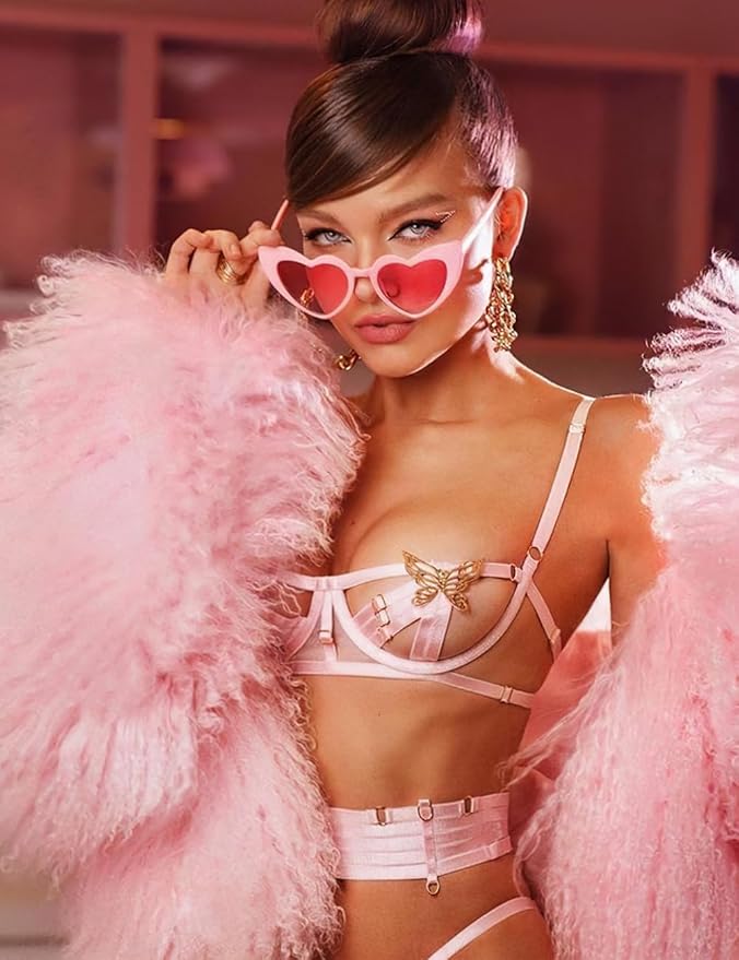 8 Pack Heart Sunglasses Vintage Cat Eye Heart Glasses Retro Bachelorette Bride Sunglasses Bulk for Women