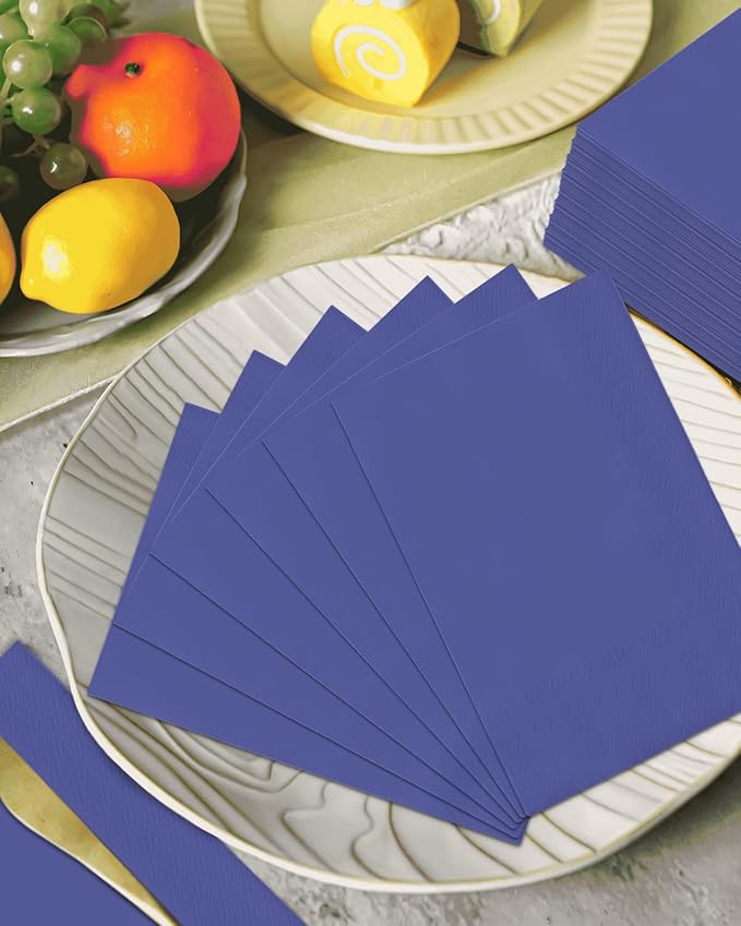 qiqee Bluish Blue Paper Napkins 13 * 16inch Guest Paper Disposable Towels Napkin Paper Hand Towels for Wedding, Dinner, Birthday Party, Dessert Cocktail ＆ Kitchen Napkins（ 120 Count）