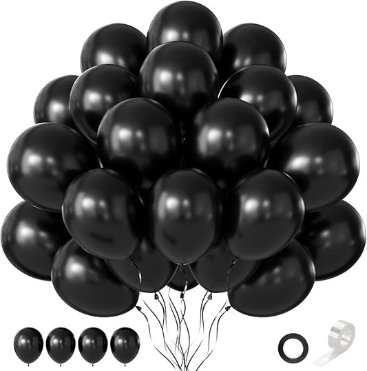 Black Balloons, 60 PCS Black Balloons 12 inch Latex Balloon for Birthday Party Decoration, Wedding, Baby Shower, Anniversary, Holiday Decoration and Balloon Garland