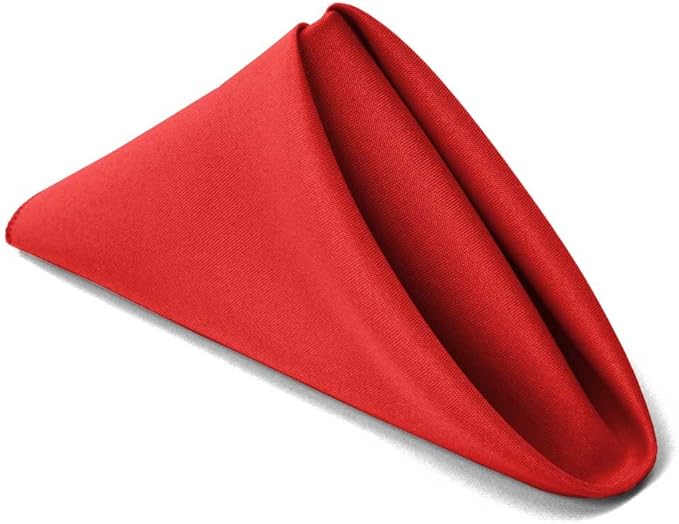 TableLinensforLess 17"x17" Polyester Cloth Napkins, Set of 12 (Holiday Red) | Easy-Care, No-Iron Finish, Superior Color Retention, Machine Washable