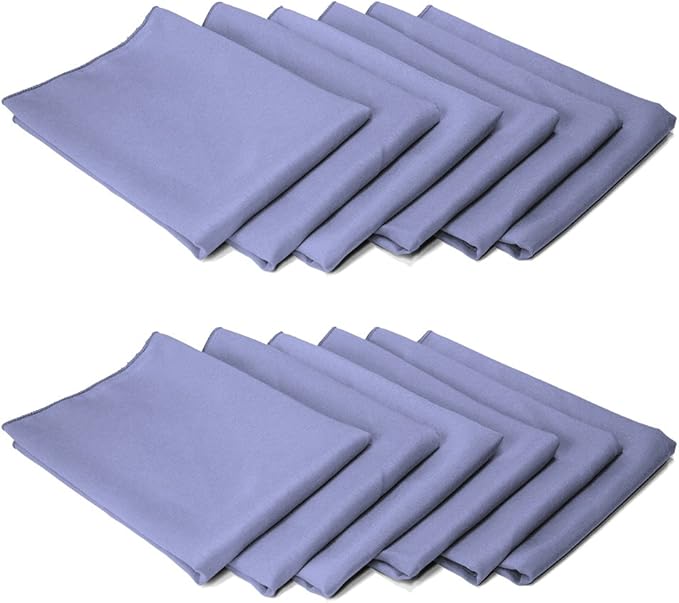 TableLinensforLess 17x17 Inch Polyester Cloth Napkins, Set of 12 (Periwinkle Blue)