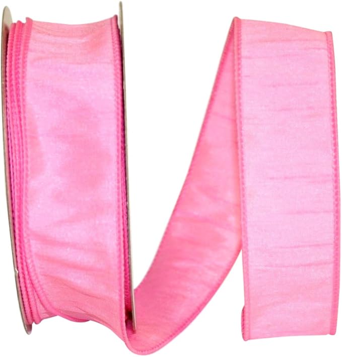 Reliant Ribbon 92975W-061-09H Dupioni Supreme Wired Edge Ribbon, 1-1/2 inch X 10 Yards, Pink
