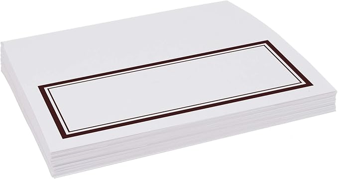 Double Line Border Place Cards, Chocolate (Choose Color), Set of 150, Pre-cut and Scored - Wedding, Party, Dinner, and Special Events - Made in the USA