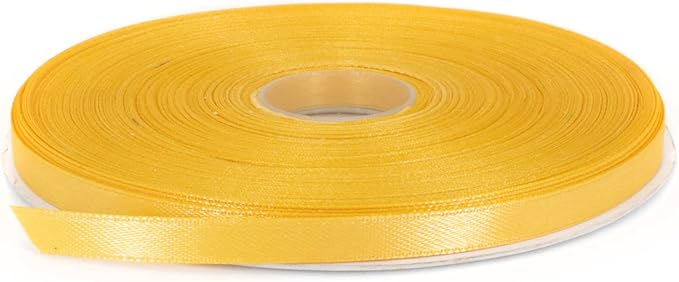 Gold Satin Ribbon, 1/4 inch x 50 Yards, Double Face Solid Color, Thick and Durable Ribbon Roll, 100% Polyester Ribbon for Gift Wrapping, Crafts, Hair and Multiple Decorations
