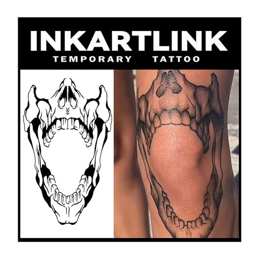 INKARTLINK Temporary Tattoos, 2 Sheets Extra Large Semi Permanent Tattoo, Adult Art Design Temporary Tattoos, Lasts 1-2 Weeks, Waterproof, Realistic Look, No Adhesive, No Reflection (Bone)