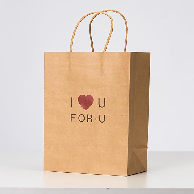 FACEBAG 100-Pack Brown Paper Bags with Handles, 8x4.25x10.5 Inch Kraft Gift Bags, Applicable to Birthday, Retail, Party, Shopping, Festival, Reusable & Durable