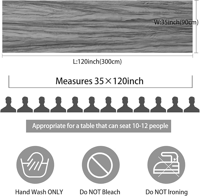 12 Pack Cheesecloth Table Runner, 35x120 Inch Boho Gauze Fabric Table Runner 10ft Rustic Sheer Runner for Wedding Party Baby Shower Table Decor (Grey)