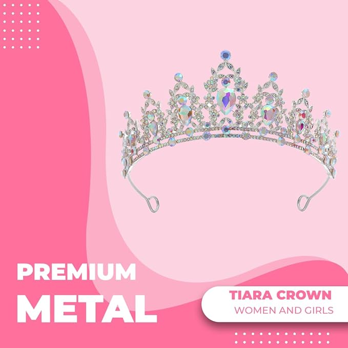 Tiara Crown for Women, Headband Hair Accessories for Birthday Wedding Party Costume