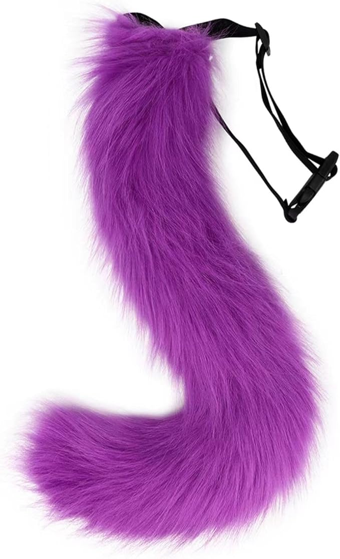 Animal Cat Wolf Fox Dog Faux Fur Tail for Halloween Party Cosplay Costume Accessories Purple
