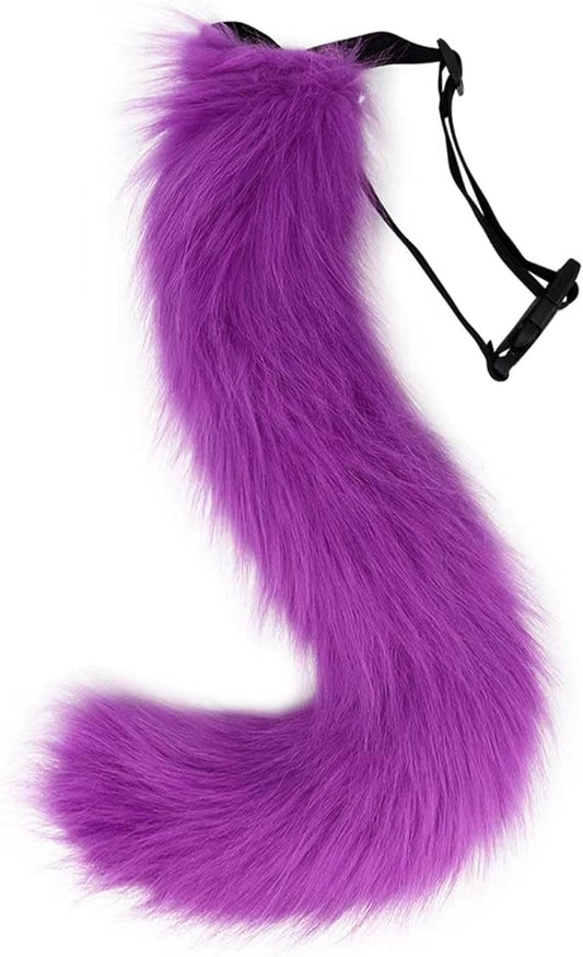 Animal Cat Wolf Fox Dog Faux Fur Tail for Halloween Party Cosplay Costume Accessories Purple
