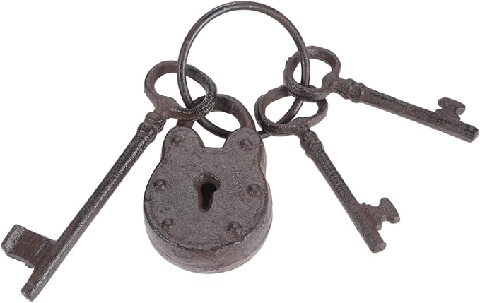 Hananona Vintage Cast Iron Skeleton Key Ring Antique Pirate Treasure Chest Keys Set For Home Decor, Halloween Costume Prop