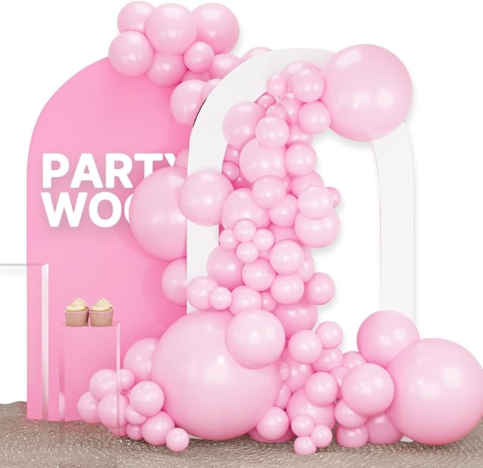 PartyWoo Pink Balloons 100 pcs Light Pink Balloons Different Sizes Pack of 36 18 12 10 5 Inch Pastel Pink Balloon Arch Kit Baby Pink Balloon Garland for Baby Shower Birthday Party Decorations Pink-Q05