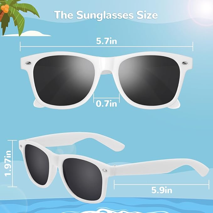 Black Sunglasses Party Favors - 12 Pack Sunglasses Bulk for Wedding Graduation Birthday Pool Beach Party Supplies