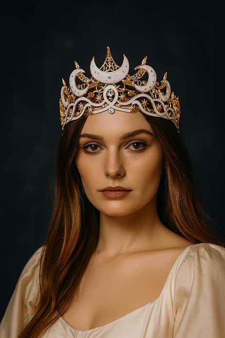 Gothic Black Moon Star Tiara Crown for Women Girls, Retro Celestial Witch Headpiece with Crescent Moon and Stars, Costume Cosplay Halloween Party Prom Wedding Birthday Accessories