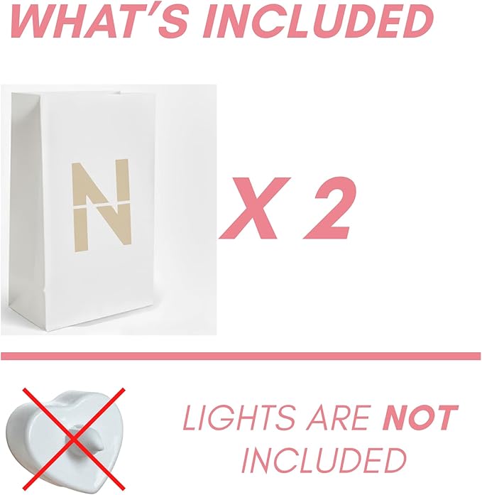 N Light Up Letter - Luminary Bags Perfect for Personalized Happy Birthday Banner, Proposal Decorations, Engagement Party Decorations and Congratulations Banner for Your Loved One