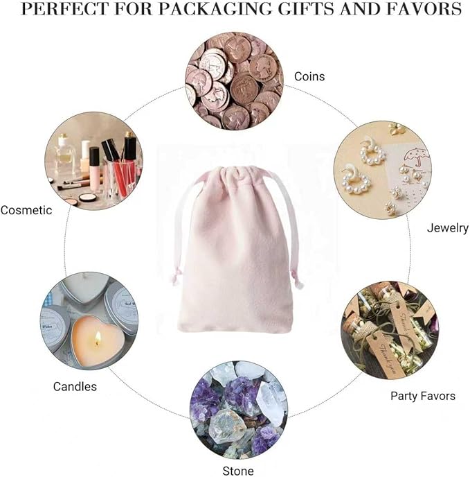 12pcs Light Pink Velvet Drawstring Bags 4x6 inches Small Velvet Cloth Gift Bags Jewelry Pouches for Storage Wedding Party Favor Christmas