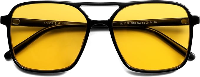 SOJOS Trendy Vintage Aviator Square Sunglasses For Womens Mens Retro 70s UV400 Women Sun Glasses SJ2327