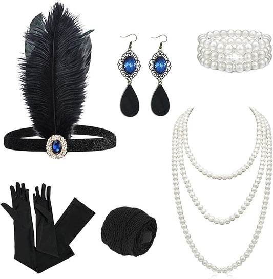 1920s Flapper Gatsby Accessories Set for Women Roaring 20's Theme Party Costume Kit Fashion Roaring 20's Theme Set