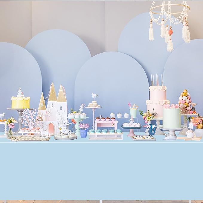 WNINK 4 Pack Light Blue Rectangular Plastic Tablecloths, Blue Disposable Table Covers 54" x 108" Baby Blue Table Cloths for Baby Shower, Birthday, Bridal Shower, Engagement Wedding Parties