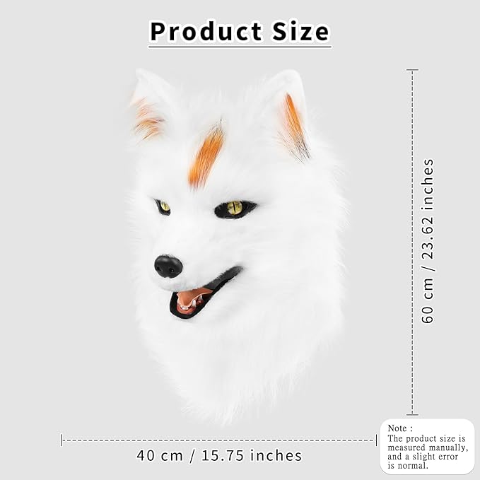 Animal Wolf Mask Cosplay Costume Accessories Furry Faux Fur Dog Fox Full Head Therian Masks Anime Dress up Party