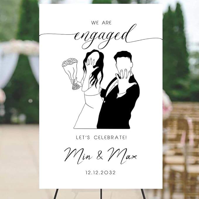 Personalized Engagement Welcome Sign – Minimalist Engagement Party Yard Sign – We’re Engaged Signs – Engagement Party Decorations for Couple - She Said Yes! (Version 14)