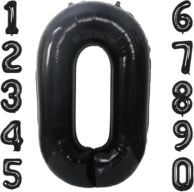 40 Inch Black Number 0 Balloons Helium Giant Black 0 Balloons for Birthday Party Decorations Anniversary Baby Shower Photo Shoot Supplies