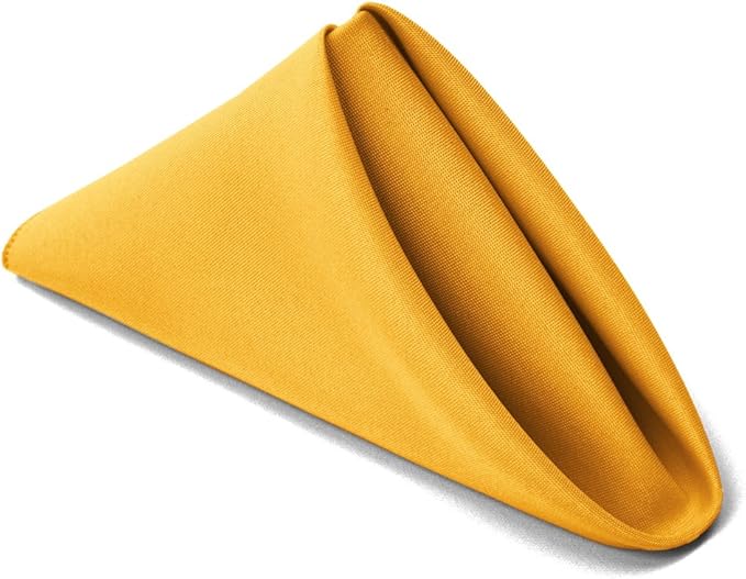 TableLinensforLess 17x17 Inch Polyester Cloth Napkins, Set of 12 (Gold)