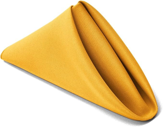 TableLinensforLess 17x17 Inch Polyester Cloth Napkins, Set of 6 (Gold)