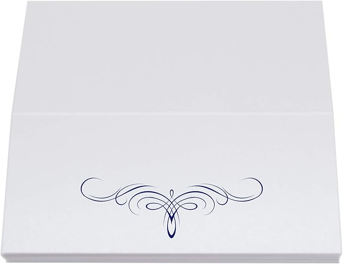 Decadent Flourish Place Cards, Navy (Choose Color), Set of 150, Pre-cut and Scored - Wedding, Party, Dinner, and Special Events - Made in the USA