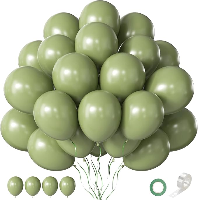 Sage Green Balloons, 60 pcs 12 Inch Thickened Latex Balloons for Birthday Party Decoration, Wedding, Baby Shower, Anniversary, Themed Parties Decorations and Balloon Garlands